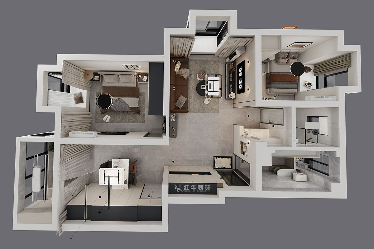 仇美蓉｜新建雅苑9-4-208-80㎡-简约风格｜3室2厅1卫｜老房装修｜定制家｜全包10万｜00_04鸟瞰图